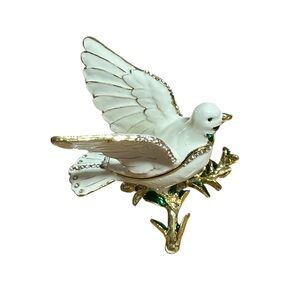 Elegant White and Gold Dove Trinket holder
